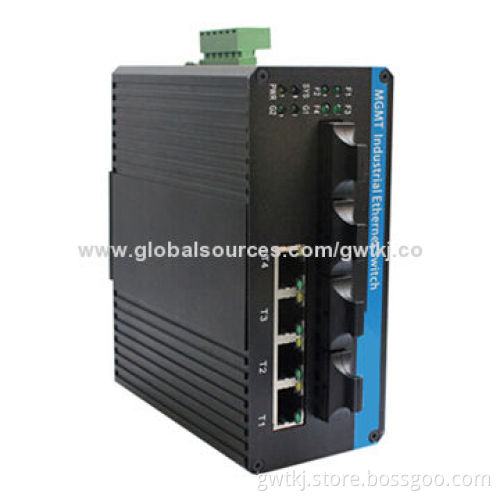 Managed Industrial Ethernet Switch/4-port 100Base-FX(SC,20km)/Redundant Ring Network and Dual Power